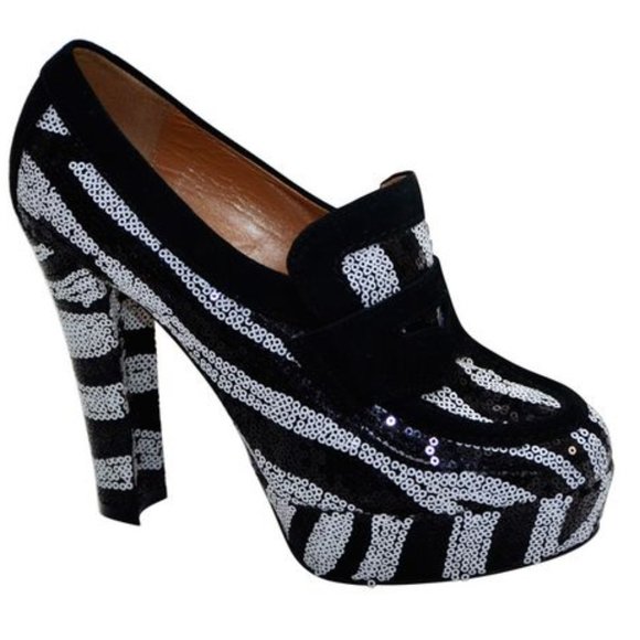 NIB $750 Viktor & Rolf runway zebra sequins shoes. IT 37 US 6 - Picture 2 of 10